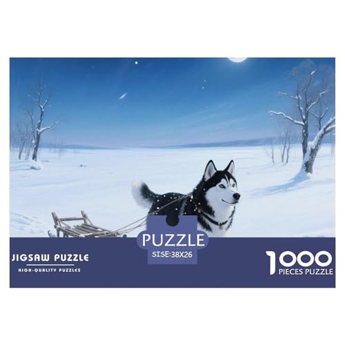 Sibirischer Husky Puzzle 1000 Teile Schwer Puzzle Spielzeug Lernspiel Impossible Haustier Hund Herausforderung Spielzeug Für Erwachsene Und Kinder Ab 14 Jahren 38x26cm/1000pcs von OWBASKPOZ