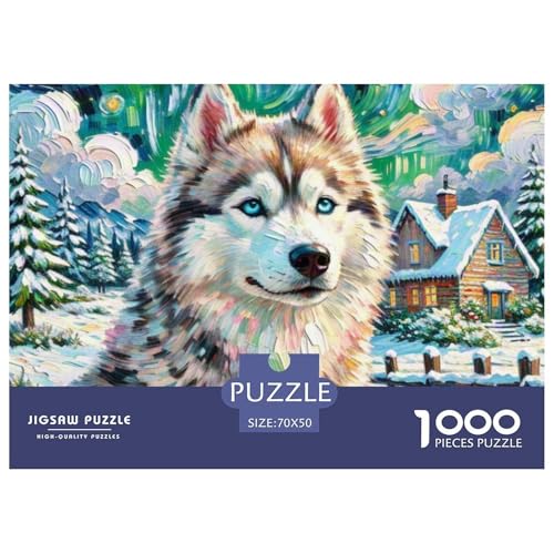 Sibirischer Husky Puzzle 1000 Teile Schwer Puzzle Spielzeug Lernspiel Impossible Haustier Hund Herausforderung Spielzeug Für Erwachsene Und Kinder Ab 14 Jahren 70x50cm/1000pcs von OWBASKPOZ
