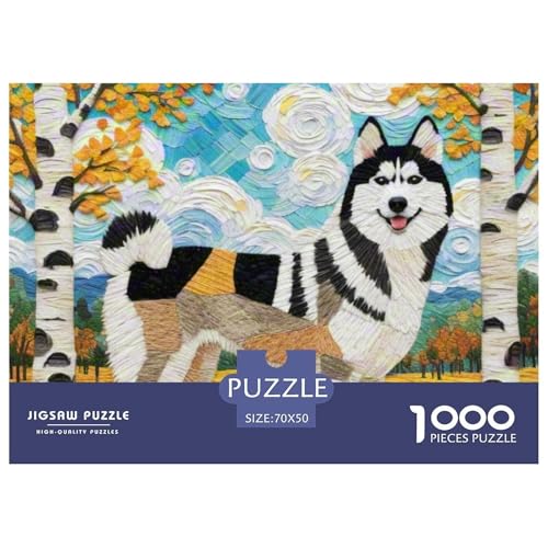 Sibirischer Husky Puzzle 1000 Teile Schwer Puzzle Spielzeug Lernspiel Impossible Haustier Hund Herausforderung Spielzeug Für Erwachsene Und Kinder Ab 14 Jahren 70x50cm/1000pcs von OWBASKPOZ