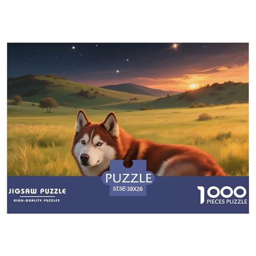 Sibirischer Husky Puzzle 1000 Teile Schwer Puzzle Spielzeug Lernspiel Impossible Haustier Hund Herausforderung Spielzeug Für Erwachsene Und Kinder in Bewährter 38x26cm/1000pcs von OWBASKPOZ
