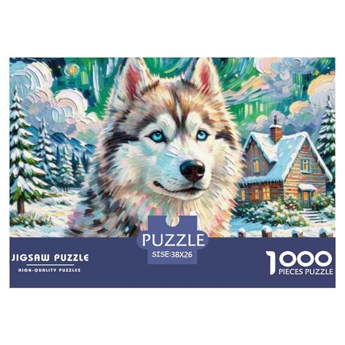 Sibirischer Husky Puzzle 1000 Teile Schwer Puzzle Spielzeug Lernspiel Impossible Haustier Hund Herausforderung Spielzeug Für Erwachsene Und Kinder in Bewährter 38x26cm/1000pcs von OWBASKPOZ