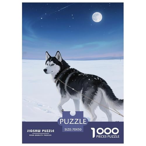 Sibirischer Husky Puzzle 1000 Teile Schwer Puzzle Spielzeug Lernspiel Impossible Haustier Hund Herausforderung Spielzeug Für Erwachsene Und Kinder in Bewährter 70x50cm/1000pcs von OWBASKPOZ