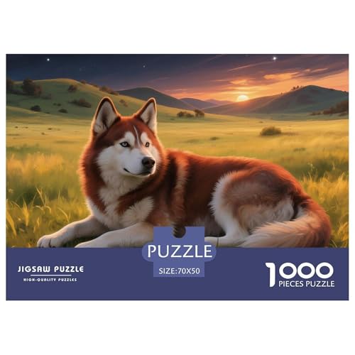 Sibirischer Husky Puzzle 1000 Teile Schwer Puzzle Spielzeug Lernspiel Impossible Haustier Hund Herausforderungsspielzeug Für Erwachsene Kinder 70x50cm/1000pcs von OWBASKPOZ