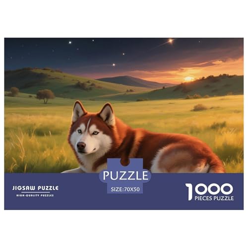 Sibirischer Husky Puzzle 1000 Teile Schwer Puzzle Spielzeug Lernspiel Impossible Haustier Hund Herausforderungsspielzeug Für Erwachsene Kinder 70x50cm/1000pcs von OWBASKPOZ