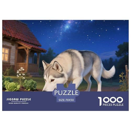 Sibirischer Husky Puzzle 1000 Teile Schwer Puzzle Spielzeug Lernspiel Impossible Haustier Hund Herausforderungsspielzeug Für Erwachsene Und Kinder Ab 12 Jahren 70x50cm/1000pcs von OWBASKPOZ