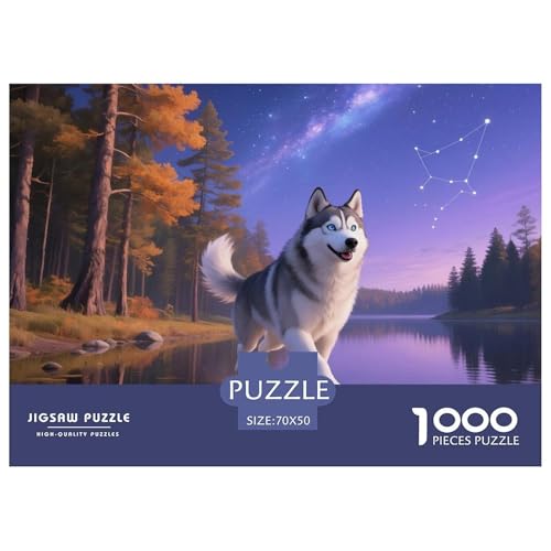 Sibirischer Husky Puzzle 1000 Teile Schwer Puzzle Spielzeug Lernspiel Impossible Haustier Hund Herausforderungsspielzeug Für Erwachsene Und Kinder Ab 12 Jahren 70x50cm/1000pcs von OWBASKPOZ