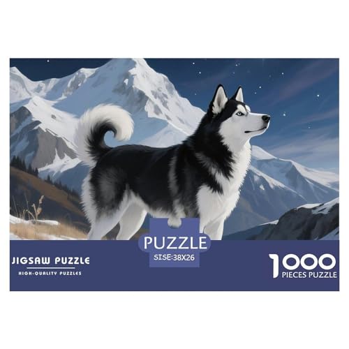 Sibirischer Husky Puzzle 1000 Teile Schwer Puzzle Spielzeug Lernspiel Impossible Haustier Hund Herausforderungsspielzeug Für Erwachsene Und Kinder Ab 14 Jahren 38x26cm/1000pcs von OWBASKPOZ