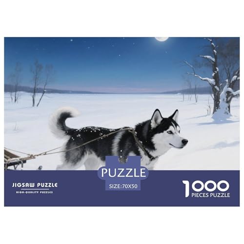 Sibirischer Husky Puzzle 1000 Teile Schwer Puzzle Spielzeug Lernspiel Impossible Haustier Hund Herausforderungsspielzeug Für Erwachsene Und Kinder Ab 14 Jahren 70x50cm/1000pcs von OWBASKPOZ