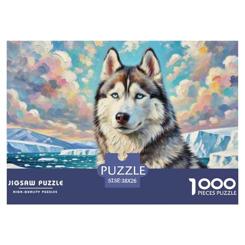 Sibirischer Husky Puzzle 1000 Teile Schwer Puzzle Spielzeug Lernspiel Impossible Haustier Hund Herausforderungsspielzeug Für Erwachsene Und Kinder in Bewährter 38x26cm/1000pcs von OWBASKPOZ