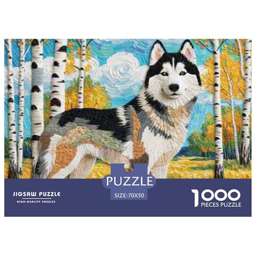 Sibirischer Husky Puzzle 1000 Teile Schwer Puzzle Spielzeug Lernspiel Impossible Haustier Hund Herausforderungsspielzeug Für Erwachsene Und Kinder in Bewährter 70x50cm/1000pcs von OWBASKPOZ