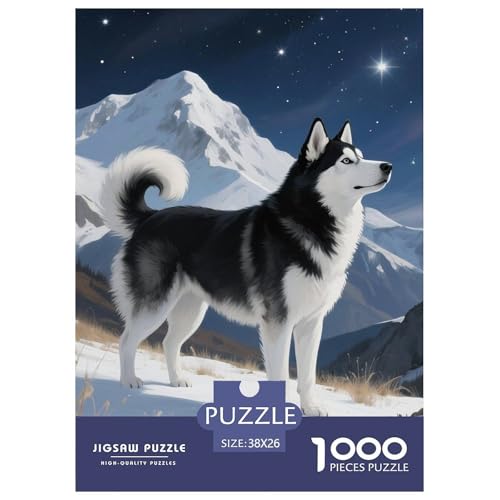 Sibirischer Husky Puzzle 1000 Teile Schwer Puzzle Spielzeug Pädagogisches Spiel Impossible Haustier Hund Herausforderung Spielzeug Für Erwachsene Und Kinder Ab 14 Jahren 38x26cm/1000pcs von OWBASKPOZ
