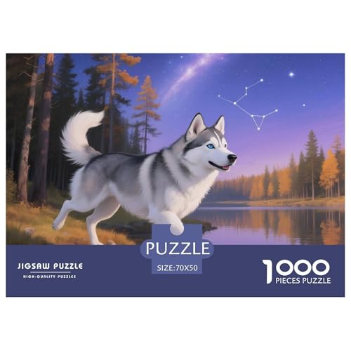 Sibirischer Husky Puzzle 1000 Teile Schwer Puzzle Spielzeug Pädagogisches Spiel Impossible Haustier Hund Herausforderung Spielzeug Für Erwachsene Und Kinder Ab 14 Jahren 70x50cm/1000pcs von OWBASKPOZ