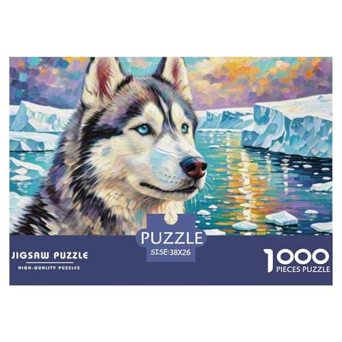 Sibirischer Husky Puzzle 1000 Teile Schwer Puzzle Spielzeug Pädagogisches Spiel Impossible Haustier Hund Herausforderung Spielzeug Für Erwachsene Und Kinder in Bewährter 38x26cm/1000pcs von OWBASKPOZ