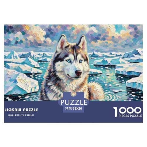 Sibirischer Husky Puzzle 1000 Teile Schwer Puzzle Spielzeug Pädagogisches Spiel Impossible Haustier Hund Herausforderung Spielzeug Für Erwachsene Und Kinder in Bewährter 38x26cm/1000pcs von OWBASKPOZ