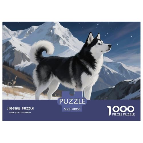 Sibirischer Husky Puzzle 1000 Teile Schwer Puzzle Spielzeug Pädagogisches Spiel Impossible Haustier Hund Herausforderung Spielzeug Für Erwachsene Und Kinder in Bewährter 70x50cm/1000pcs von OWBASKPOZ