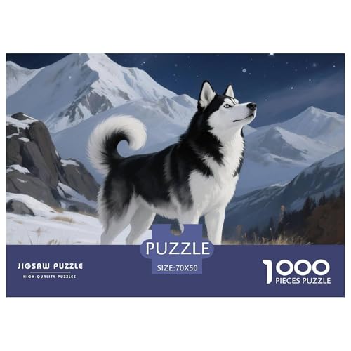 Sibirischer Husky Puzzle 1000 Teile Schwer Puzzle Spielzeug Pädagogisches Spiel Impossible Haustier Hund Herausforderung Spielzeug Für Erwachsene Und Kinder in Bewährter 70x50cm/1000pcs von OWBASKPOZ