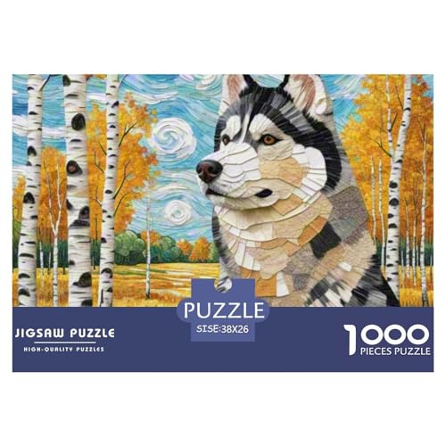 Sibirischer Husky Puzzle 1000 Teile Schwer Puzzle Spielzeug Pädagogisches Spiel Impossible Haustier Hund Herausforderungsspielzeug Für Erwachsene Kinder 38x26cm/1000pcs von OWBASKPOZ