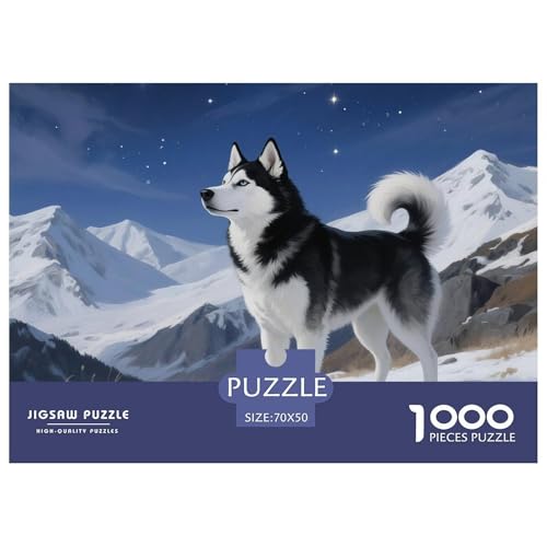 Sibirischer Husky Puzzle 1000 Teile Schwer Puzzle Spielzeug Pädagogisches Spiel Impossible Haustier Hund Herausforderungsspielzeug Für Erwachsene Kinder 70x50cm/1000pcs von OWBASKPOZ