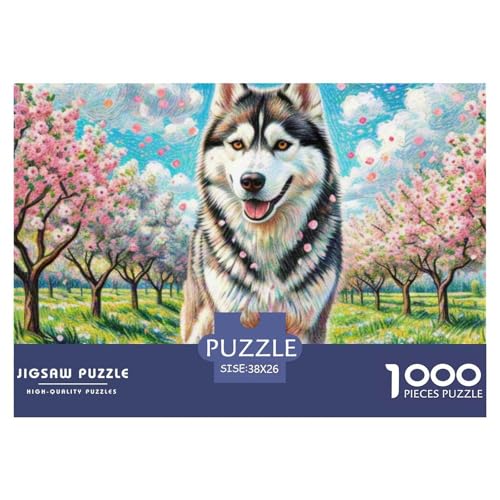Sibirischer Husky Puzzle 1000 Teile Schwer Puzzle Spielzeug Pädagogisches Spiel Impossible Haustier Hund Herausforderungsspielzeug Für Erwachsene Und Kinder Ab 14 Jahren 38x26cm/1000pcs von OWBASKPOZ