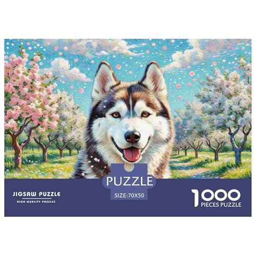 Sibirischer Husky Puzzle 1000 Teile Schwer Puzzle Spielzeug Pädagogisches Spiel Impossible Haustier Hund Herausforderungsspielzeug Für Erwachsene Und Kinder Ab 14 Jahren 70x50cm/1000pcs von OWBASKPOZ