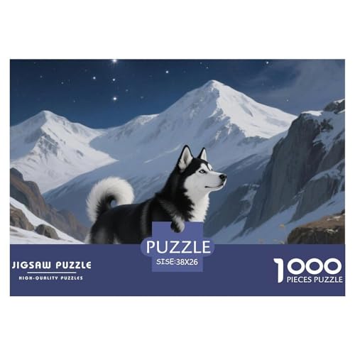Sibirischer Husky Puzzle 1000 Teile Schwer Puzzle Spielzeug Pädagogisches Spiel Impossible Haustier Hund Herausforderungsspielzeug Für Erwachsene Und Kinder in Bewährter 38x26cm/1000pcs von OWBASKPOZ