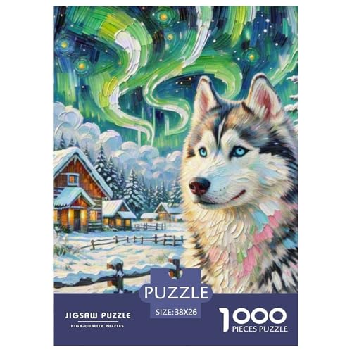 Sibirischer Husky Puzzle 1000 Teile Schwer Puzzle Spielzeug Pädagogisches Spiel Impossible Haustier Hund Herausforderungsspielzeug Für Erwachsene Und Kinder in Bewährter 38x26cm/1000pcs von OWBASKPOZ