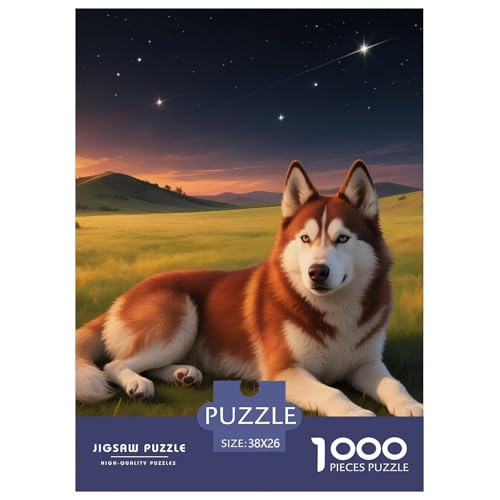Sibirischer Husky Puzzle 1000 Teile Schwer Puzzle Spielzeug Pädagogisches Spiel Impossible Haustier Hund Herausforderungsspielzeug Für Erwachsene Und Kinder in Bewährter 38x26cm/1000pcs von OWBASKPOZ