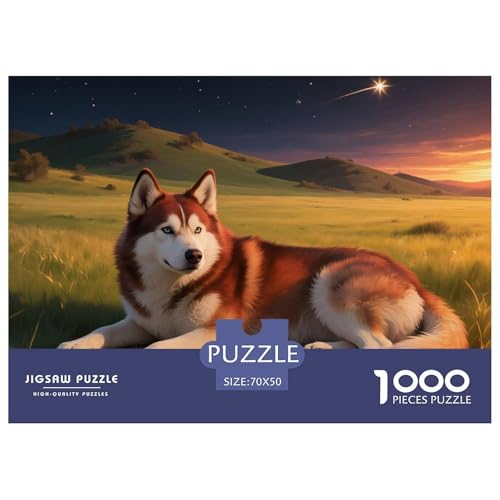 Sibirischer Husky Puzzle 1000-teilige Schwer Puzzle Spielzeug Lernspiel Impossible Haustier Hund Herausforderung Spielzeug Für Erwachsene Kinder 70x50cm/1000pcs von OWBASKPOZ