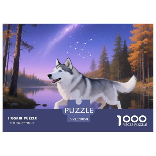 Sibirischer Husky Puzzle 1000-teilige Schwer Puzzle Spielzeug Lernspiel Impossible Haustier Hund Herausforderung Spielzeug Für Erwachsene Und Kinder Ab 12 Jahren 70x50cm/1000pcs von OWBASKPOZ