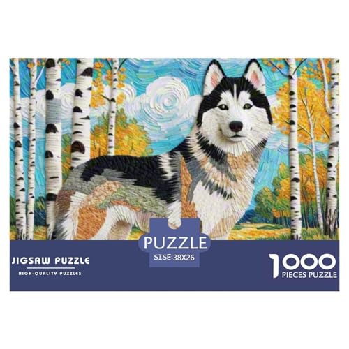 Sibirischer Husky Puzzle 1000-teilige Schwer Puzzle Spielzeug Lernspiel Impossible Haustier Hund Herausforderung Spielzeug Für Erwachsene Und Kinder Ab 14 Jahren 38x26cm/1000pcs von OWBASKPOZ