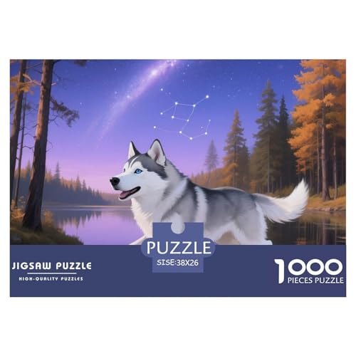 Sibirischer Husky Puzzle 1000-teilige Schwer Puzzle Spielzeug Lernspiel Impossible Haustier Hund Herausforderung Spielzeug Für Erwachsene Und Kinder Ab 14 Jahren 38x26cm/1000pcs von OWBASKPOZ