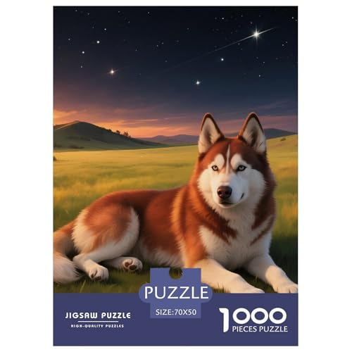 Sibirischer Husky Puzzle 1000-teilige Schwer Puzzle Spielzeug Lernspiel Impossible Haustier Hund Herausforderung Spielzeug Für Erwachsene Und Kinder Ab 14 Jahren 70x50cm/1000pcs von OWBASKPOZ