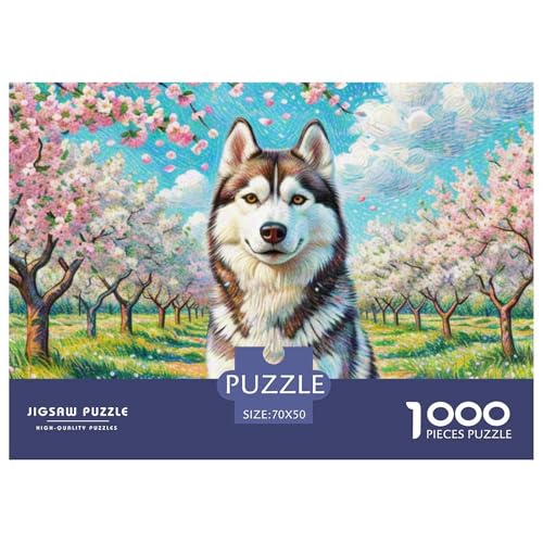 Sibirischer Husky Puzzle 1000-teilige Schwer Puzzle Spielzeug Lernspiel Impossible Haustier Hund Herausforderungsspielzeug Für Erwachsene Kinder 70x50cm/1000pcs von OWBASKPOZ