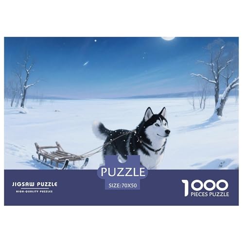 Sibirischer Husky Puzzle 1000-teilige Schwer Puzzle Spielzeug Lernspiel Impossible Haustier Hund Herausforderungsspielzeug Für Erwachsene Kinder 70x50cm/1000pcs von OWBASKPOZ