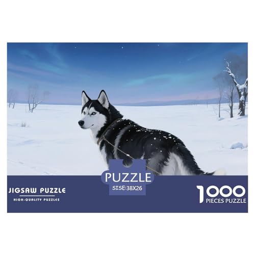 Sibirischer Husky Puzzle 1000-teilige Schwer Puzzle Spielzeug Lernspiel Impossible Haustier Hund Herausforderungsspielzeug Für Erwachsene Und Kinder Ab 12 Jahren 38x26cm/1000pcs von OWBASKPOZ