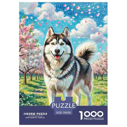 Sibirischer Husky Puzzle 1000-teilige Schwer Puzzle Spielzeug Lernspiel Impossible Haustier Hund Herausforderungsspielzeug Für Erwachsene Und Kinder Ab 12 Jahren 70x50cm/1000pcs von OWBASKPOZ
