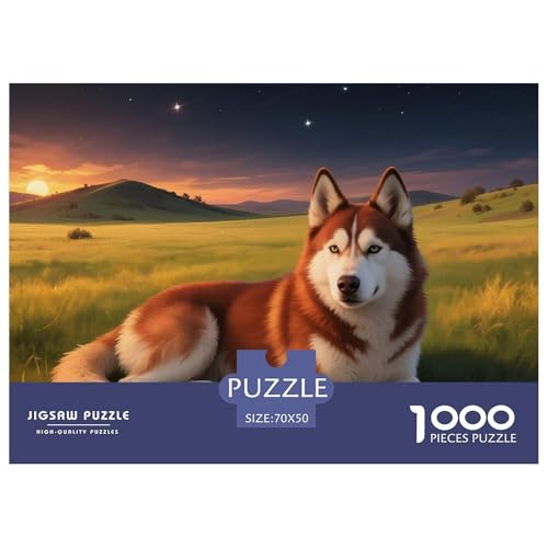Sibirischer Husky Puzzle 1000-teilige Schwer Puzzle Spielzeug Lernspiel Impossible Haustier Hund Herausforderungsspielzeug Für Erwachsene Und Kinder Ab 14 Jahren 70x50cm/1000pcs von OWBASKPOZ