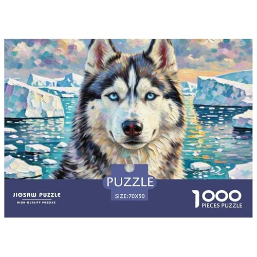 Sibirischer Husky Puzzle 1000-teilige Schwer Puzzle Spielzeug Lernspiel Impossible Haustier Hund Herausforderungsspielzeug Für Erwachsene Und Kinder Ab 14 Jahren 70x50cm/1000pcs von OWBASKPOZ