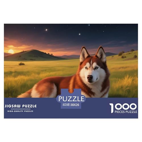 Sibirischer Husky Puzzle 1000-teilige Schwer Puzzle Spielzeug Lernspiel Impossible Haustier Hund Herausforderungsspielzeug Für Erwachsene Und Kinder in Bewährter 38x26cm/1000pcs von OWBASKPOZ
