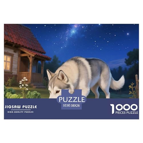 Sibirischer Husky Puzzle 1000-teilige Schwer Puzzle Spielzeug Lernspiel Impossible Haustier Hund Herausforderungsspielzeug Für Erwachsene Und Kinder in Bewährter 38x26cm/1000pcs von OWBASKPOZ