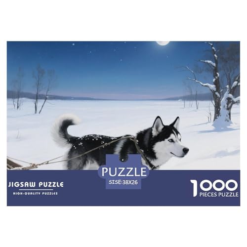 Sibirischer Husky Puzzle 1000-teilige Schwer Puzzle Spielzeug Pädagogisches Spiel Impossible Haustier Hund Herausforderung Spielzeug Für Erwachsene Kinder 38x26cm/1000pcs von OWBASKPOZ
