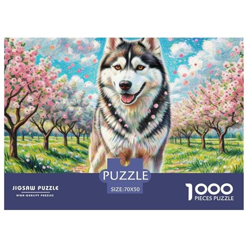 Sibirischer Husky Puzzle 1000-teilige Schwer Puzzle Spielzeug Pädagogisches Spiel Impossible Haustier Hund Herausforderung Spielzeug Für Erwachsene Und Kinder Ab 12 Jahren 70x50cm/1000pcs von OWBASKPOZ