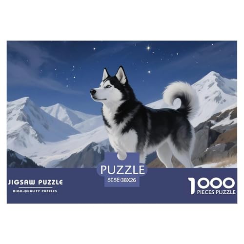 Sibirischer Husky Puzzle 1000-teilige Schwer Puzzle Spielzeug Pädagogisches Spiel Impossible Haustier Hund Herausforderungsspielzeug Für Erwachsene Und Kinder Ab 12 Jahren 38x26cm/1000pcs von OWBASKPOZ