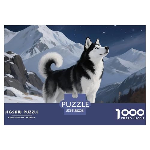 Sibirischer Husky Puzzle 1000-teilige Schwer Puzzle Spielzeug Pädagogisches Spiel Impossible Haustier Hund Herausforderungsspielzeug Für Erwachsene Und Kinder in Bewährter 38x26cm/1000pcs von OWBASKPOZ