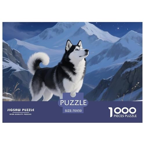Sibirischer Husky Puzzles 1000 Teile Schwer Puzzle Spielzeug Lernspiel Impossible Haustier Hund Herausforderung Spielzeug Für Erwachsene Kinder 70x50cm/1000pcs von OWBASKPOZ
