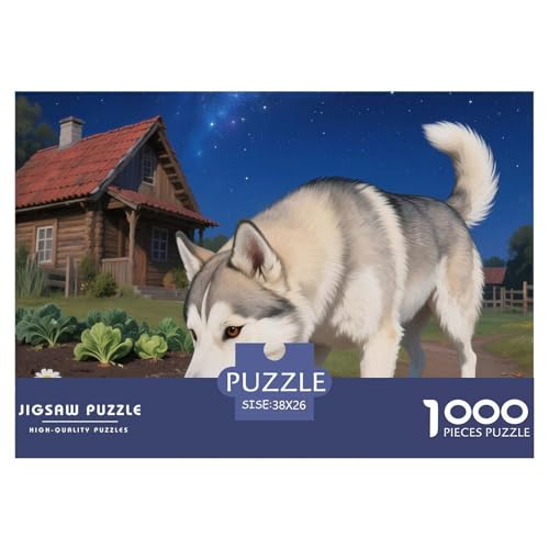 Sibirischer Husky Puzzles 1000 Teile Schwer Puzzle Spielzeug Lernspiel Impossible Haustier Hund Herausforderung Spielzeug Für Erwachsene Und Kinder Ab 12 Jahren 38x26cm/1000pcs von OWBASKPOZ