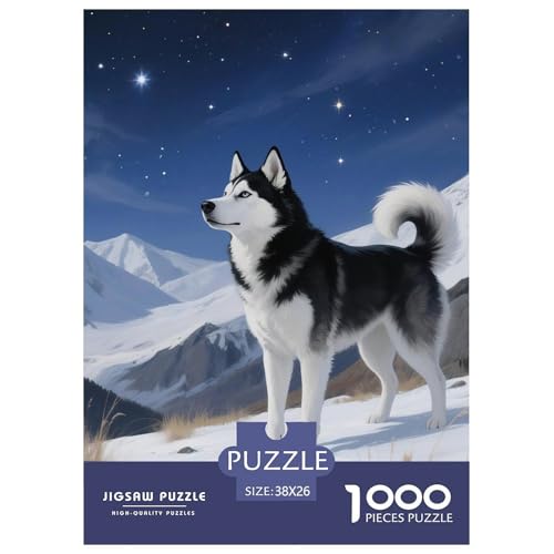 Sibirischer Husky Puzzles 1000 Teile Schwer Puzzle Spielzeug Lernspiel Impossible Haustier Hund Herausforderung Spielzeug Für Erwachsene Und Kinder Ab 12 Jahren 38x26cm/1000pcs von OWBASKPOZ