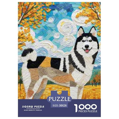 Sibirischer Husky Puzzles 1000 Teile Schwer Puzzle Spielzeug Lernspiel Impossible Haustier Hund Herausforderung Spielzeug Für Erwachsene Und Kinder Ab 12 Jahren 38x26cm/1000pcs von OWBASKPOZ