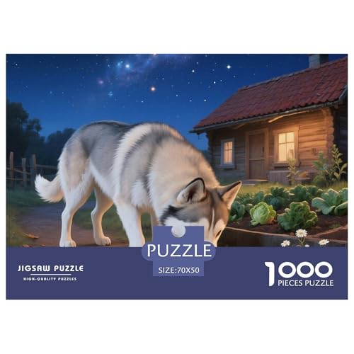 Sibirischer Husky Puzzles 1000 Teile Schwer Puzzle Spielzeug Lernspiel Impossible Haustier Hund Herausforderung Spielzeug Für Erwachsene Und Kinder Ab 12 Jahren 70x50cm/1000pcs von OWBASKPOZ