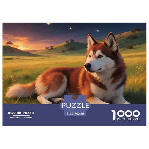 Sibirischer Husky Puzzles 1000 Teile Schwer Puzzle Spielzeug Lernspiel Impossible Haustier Hund Herausforderung Spielzeug Für Erwachsene Und Kinder Ab 12 Jahren 70x50cm/1000pcs von OWBASKPOZ